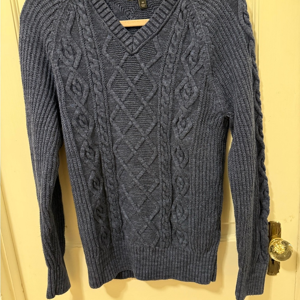 Men's Blue Cable Knit Sweater